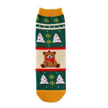 Chaussettes en coton et de Noël Cute Cartoon Edelweiss Deer Snowman Bear Cadeau Chaussettes chaudes d'hiver