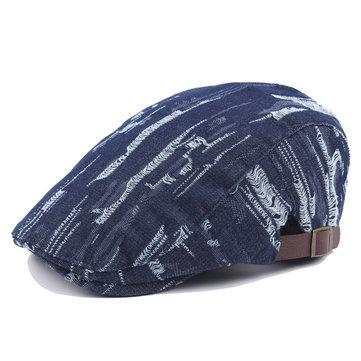 Béret unisexe en denim lavé à boucle ajustable