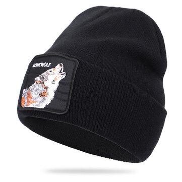 Bonnet en laine motif animalier bonnet tricoté