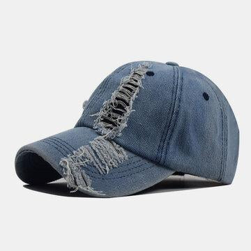 Casquette de baseball en denim de coton lavé avec trous