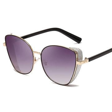 Lunettes de soleil pleine monture en métal anti-UV Retro Cat Eye