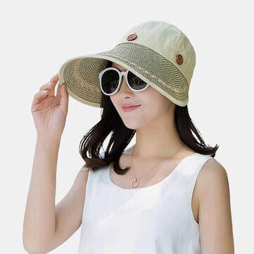 Toile Tissu Empty Top Sun Straw Hat Stitching Cap