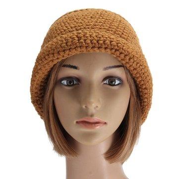 Bonnet de bonnet tricoté au crochet en laine filée au crochet épais bonnet de ski thermique en laine épaisse