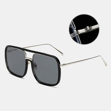 Retro Flat Mirror Square Large Frame Lunettes de soleil transparentes