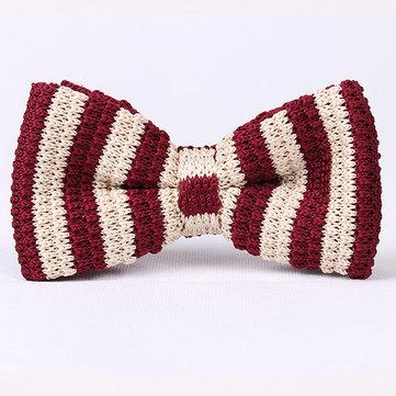 Fashionable Striped Knit Bow Tie Adjustable Tie for Wedding Party for Men