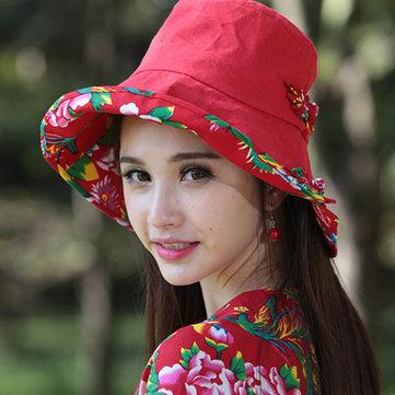 National Style Cotton Breathable Folding Adjustable Hat