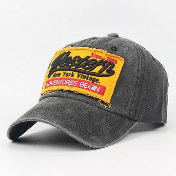 Casquette de baseball délavée à motif de lettre en coton