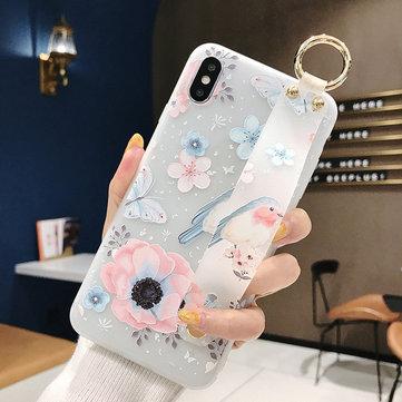Silicone de cas de téléphone de poignet de relief de fleur de pêche