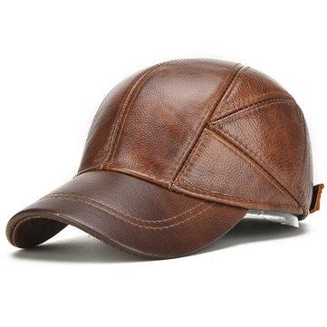 Casquette de Baseballe Hiver en Cuir avec Rabat d'oreille