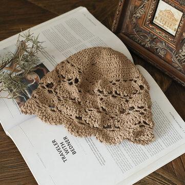 Chapeau bonnet crocheté à la main Chapeau turban décontracté littéraire rétro