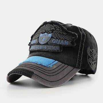 Eagle Casquette de baseball à motif de lettre brodée Casquette en détresse lavée par broderie