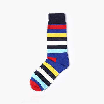 Chaussettes mi-longues en coton à rayures rétro