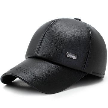 Cache-oreilles en cuir chaud, casquette de baseball en plein air, chapeau chaud et froid