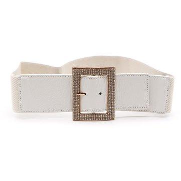 Ceinture élastique en PU avec incrustation de strass