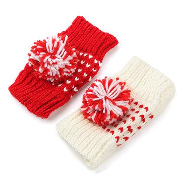 Gants tricotés de mélange de belle couleur demi gants sans doigts d'écran de contact avec la boule de laine