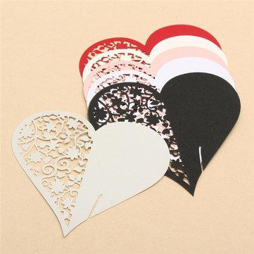 50pcs laser cut heart pearl paper wedding name venue cards props wine glass party