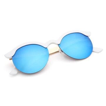 Lunettes de soleil rondes demi-cadre jambes en alliage Lunettes colorées