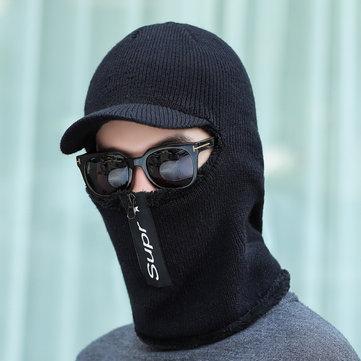 Cache-oreilles en laine tricotée bonnet écharpe zippée épais et chaud