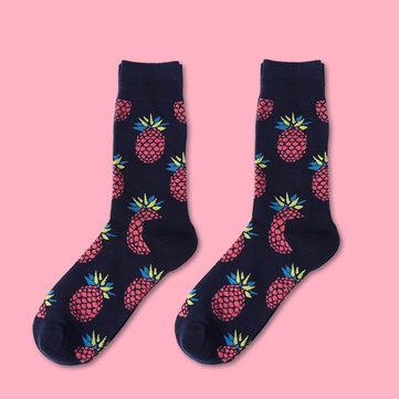 Vente chaude Impression de fruits Chaussettes chaudes de tube moyen de coton