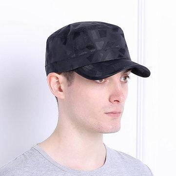 Chapeau Plat Léger Respirant À Séchage Rapide Casquette Imperméable Plaid Anti-UV Style Militaire