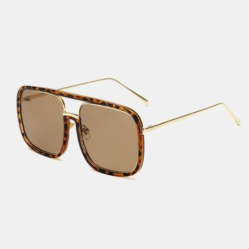 Retro Flat Mirror Square Large Frame Lunettes de soleil transparentes