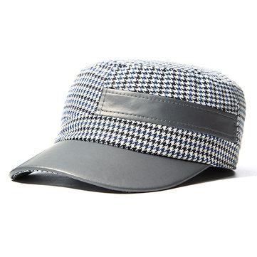 Chapeau plat en treillis avec patchwork en PU tweed