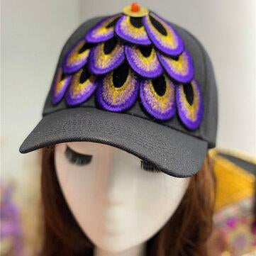 Women's Embroidered Printed Feather Baseball Cap