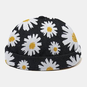 Casquettes de crâne de mode noir à imprimé petite marguerite