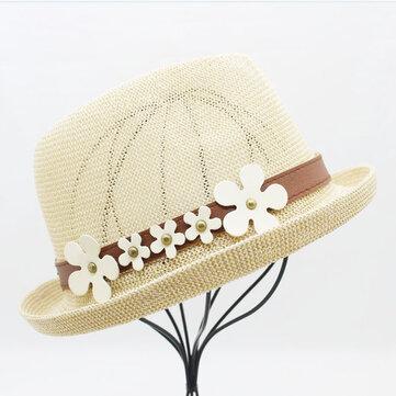 Chapeau de soleil en paille bouclée de couleur pure