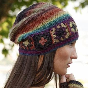 Color Block Casual Casual Knit Hats for Women
