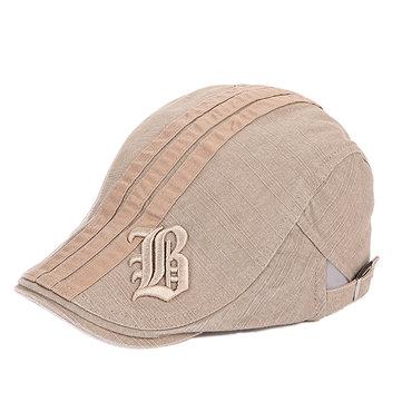 Casquette plate en coton à rayures avec lettre brodée