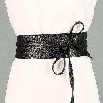 Ceinture de ceinture à deux anneaux en similicuir avec nœud en ruban