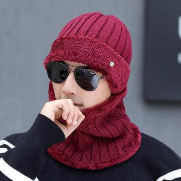 Wool Beanie and Cashmere Scarf Knit Beanie for Men