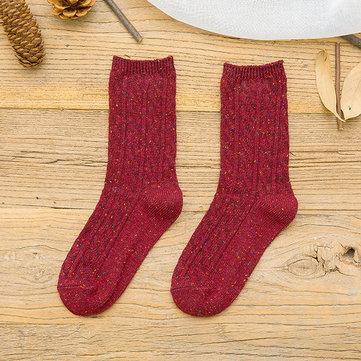 Chaussettes couleur unie épaisses mignonnes en coton