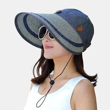 Toile Tissu Empty Top Sun Straw Hat Stitching Cap