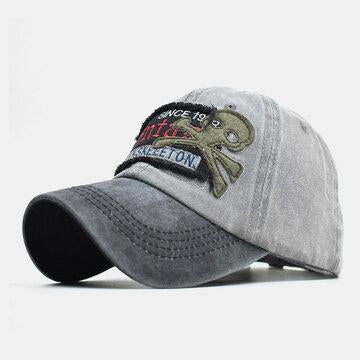 Casquette de baseball à motif de crâne lavé de vieilles lettres