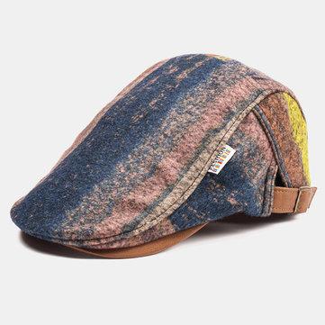 Peluche Soft Tissu Plaid Couture Béret Casquettes Chaud Newboys