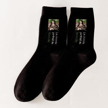 Chaussettes en coton de style européen de peinture à l'huile rétro créative