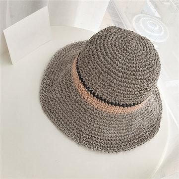 Chapeau de paille pliable tissé à la main