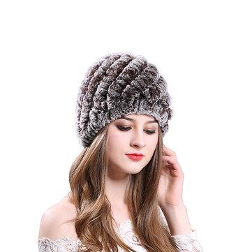 Classique Rex Rabbit Fur Beanie Chapeaux