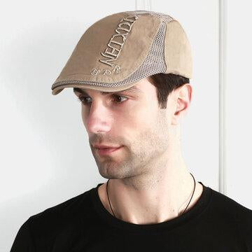 Broderie Casual Berathable Mesh Hat Visière courte de bord aller vers l'avant béret chapeau plat chapeau