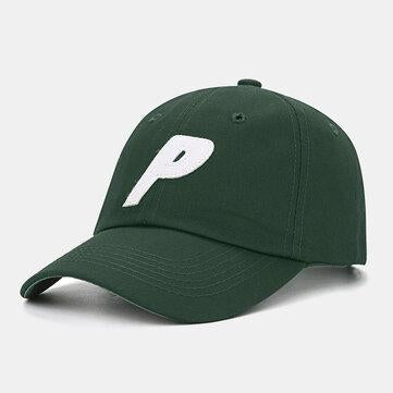 Casquette de baseball de couleur unie en coton unisexe avec lettre P rouge