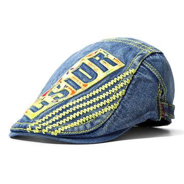 Chapeau de style britannique lavé en denim Beret Cap Travel