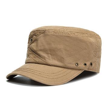 Mens coton respirant avec trous de ventilation casquettes plates chapeau de l'armée militaire parasol extérieur