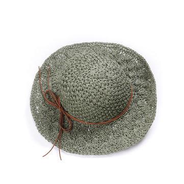 Chapeau de paille avec abat-jour de voyage, couleur unie, grand bord