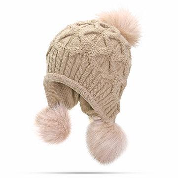 Bonnet à pompons Bonnet en laine tricoté au crochet