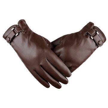 Gants unisexes chauds épais coupe-vent à écran tactile en cuir PU