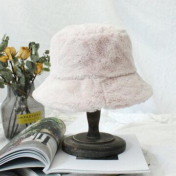 Chapeau de seau d'hiver chaud et épais en fourrure