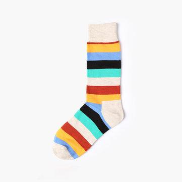 Chaussettes mi-longues en coton à rayures rétro