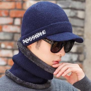 Chapeau de laine avec lettre tricot oreillettes foulard ensemble de chapeau